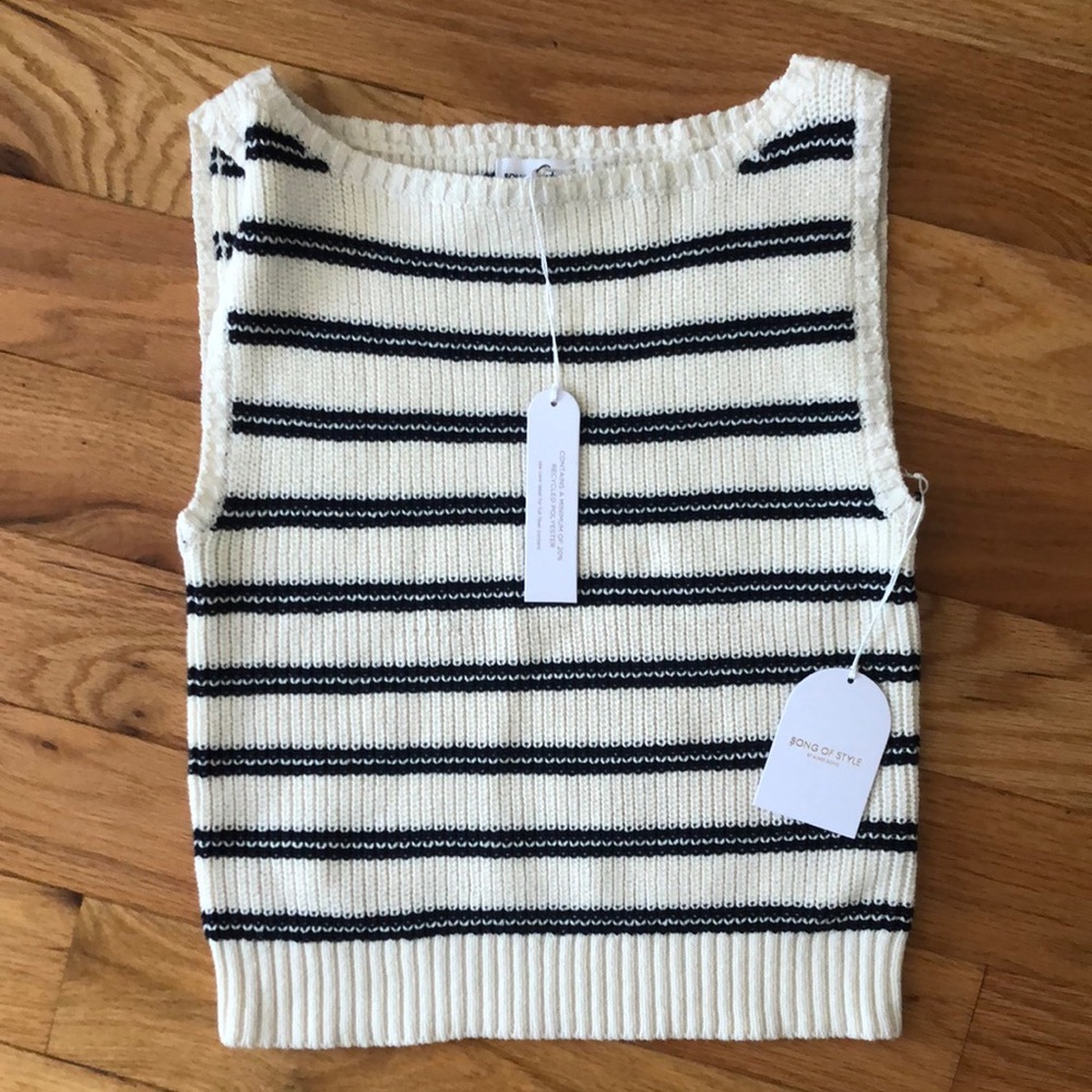 Striped Sleeveless Knit Top